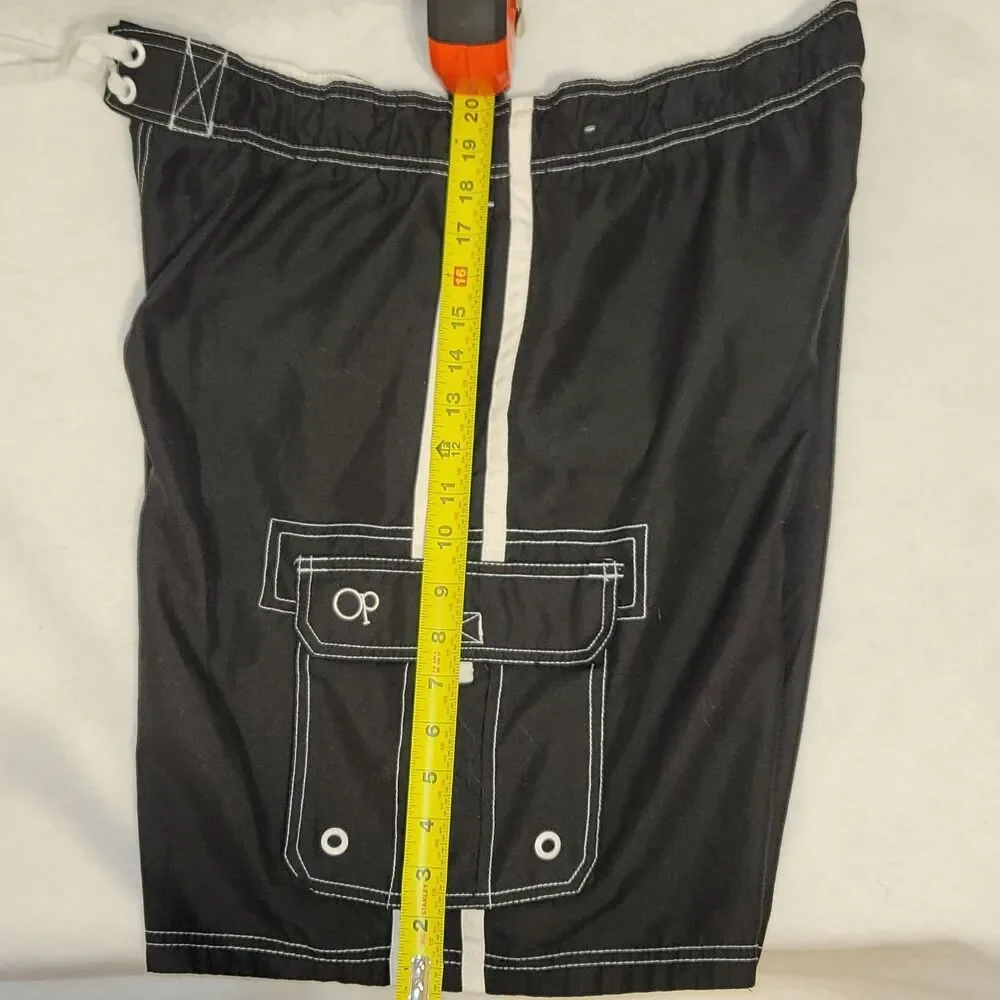Ocean Pacific (OP) Men's Board Shorts Swim Trunks Black Cargo Size L (36-38)